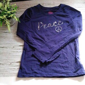 3/$25 Faded Glory Dark blue long sleeves Peace shirt kids size 6x